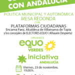 EQUO VERDES- Iniciativa organiza en Alhaurín una mesa redonda sobre política municipal y autonómica con plataformas ciudadanas y cargos electos.