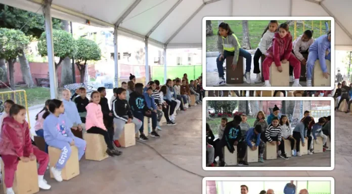 Unos trescientos niños participan en una cajoneada en el Parque Municipal
