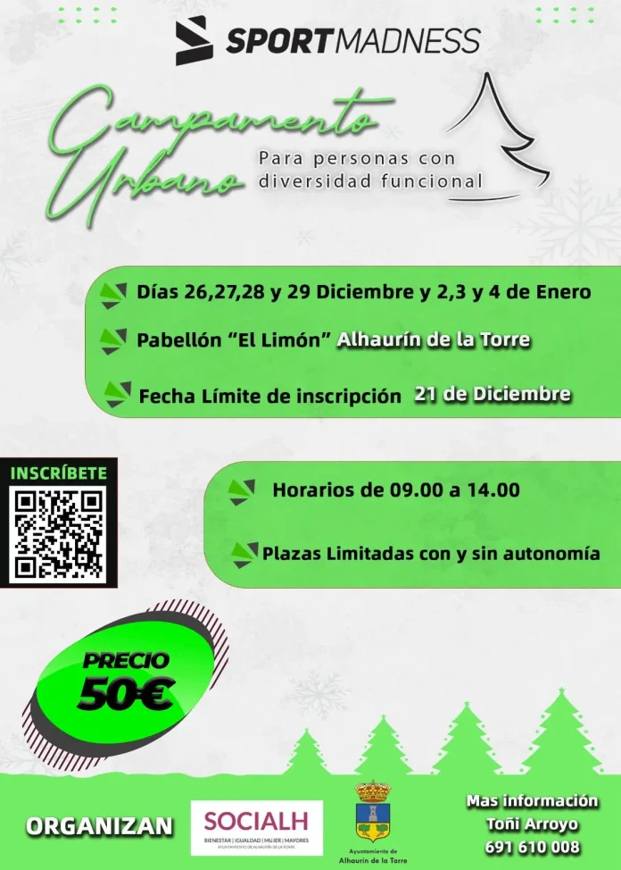 cartel campamento diversidad_12_18_2023 Nuevo campamento de Navidad para personas con diversidad funcional