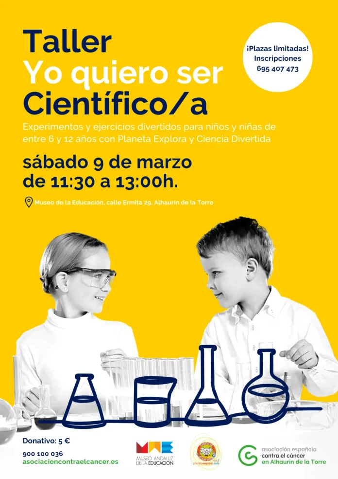 La AECC organiza un taller benéfico de ciencia para niños y niñas entre 6 y 12 años 