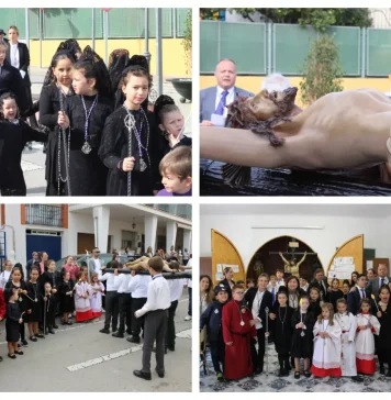 Los Alumnos del Colegio Diocesano del Peñón celebran un Vía Crucis por las calles de la barriada