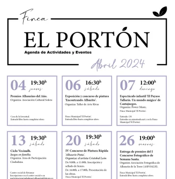 Agenda Cultural del mes de Abril de 2024 de El Portón de Alhaurín de la Torre