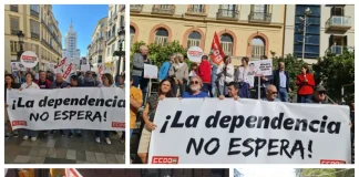 CCOO se manifiesta en Málaga para exigir al Gobierno de Andalucía una mejora de la Ley de Dependencia