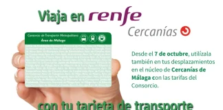 La Junta de Andalucía y Renfe acuerdan la integración tarifaria del Cercanías de Málaga en la tarjeta del Consorcio de Transporte Metropolitano