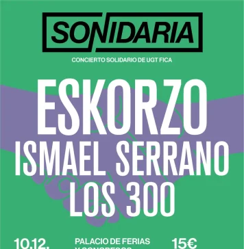 UGT FICA presenta ‘Sonidaria’, un concierto solidario en Málaga con las actuaciones de Eskorzo, Ismael Serrano y Los 300