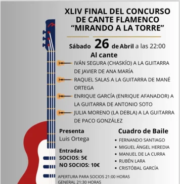 La final del concurso de cante ‘Mirando a la Torre’ será este sábado, 26 de abril
