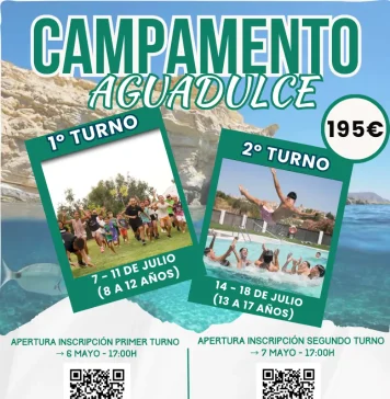 Mañana, 6 de mayo, se abre el plazo para el campamento juvenil de Aguadulce en julio