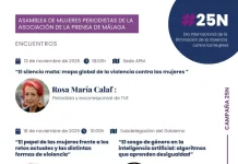 La Asamblea de Mujeres Periodistas de Málaga celebra el 25N con Rosa María Calaf, Patricia Simón y Nereida Cea