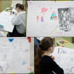 Trabajos de alumnado extranjero de Atal para el Día de la paz y la No Violencia en el Instituto Juan Ramón Jiménez de Málaga.