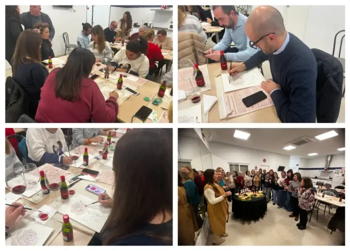 Éxito del taller de pintura con vino dentro del ciclo Vecinalh