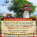 AVISO IMPORTANTE Parques y jardines cerrados por fuerte viento