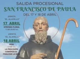 El sábado 18 de abril Alhaurín de la Torre celebra la procesión de San Francisco de Paula