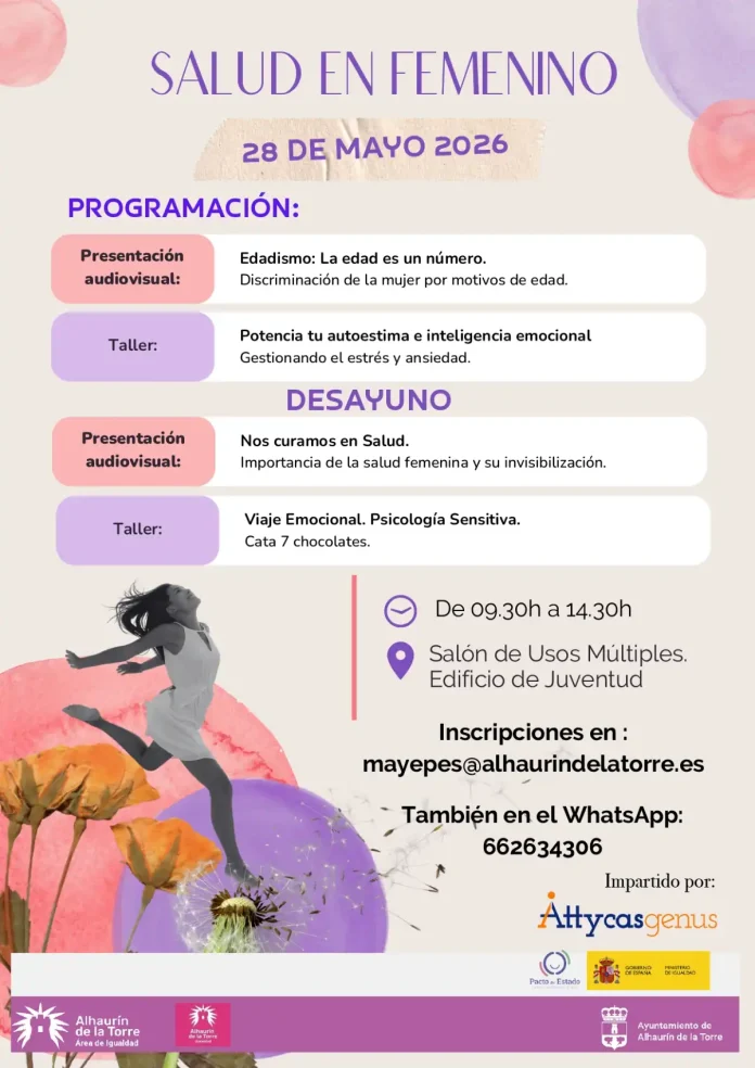 La Concejalía de Igualdad celebrará el taller ‘Salud en femenino’ el 28 de mayo