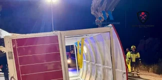 La rápida respuesta de los servicios de emergencia evitó consecuencias mayores tras el vuelco de un tren turístico en Cártama