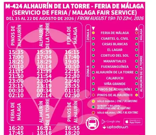 Más autobuses desde Alhaurín de la Torre para disfrutar de la Feria de Málaga 2026 sin preocuparse por el coche
