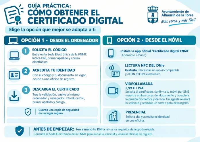 El Ayuntamiento facilita a la ciudadanía información para obtener el certificado digital